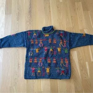 Vintage Planet Earth Imports Blue Wool Mockneck